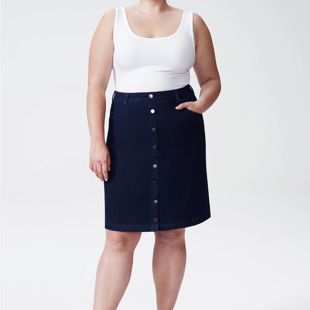 Universal Standard Dark Blue Button-Front Denim S… - image 1